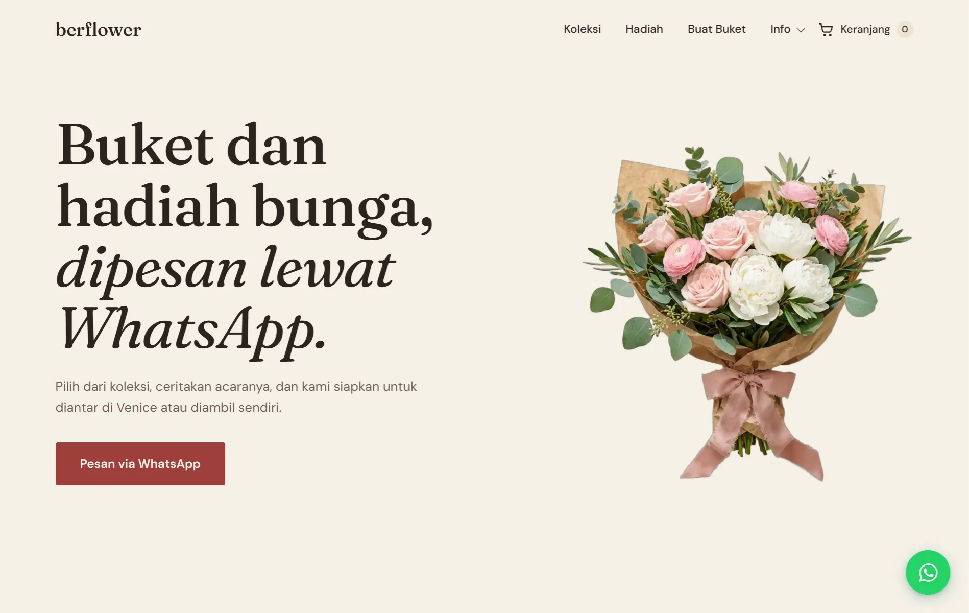 berflower tampilan website