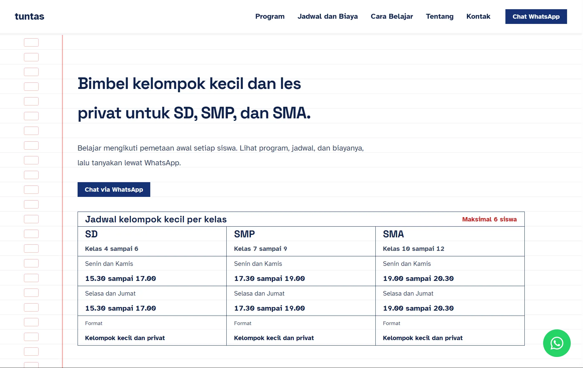 tuntas tampilan website